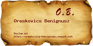 Oreskovics Benignusz névjegykártya